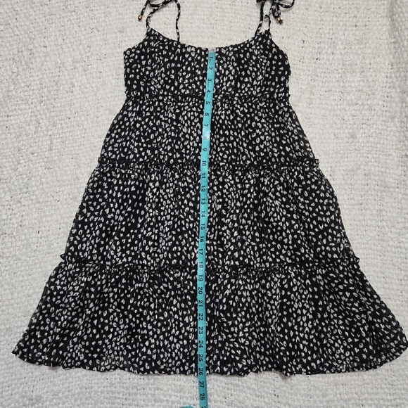 Black And White Leopard Print Tiered Dress Sleeveless Metallic Threading Medium - Picture 13 of 16
